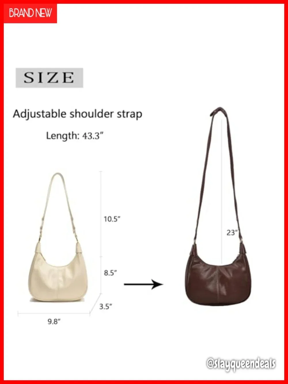 Small Hobo Bag Faux Leather Crescent Shoulder Purse Crossbody
